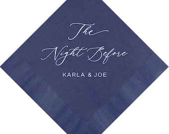Personalized Rehearsal Napkins Custom Printed The Night Before Beverage Cocktail Luncheon Dinner Guest Towel Napkins Imprinted Foil Stamped