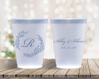 Personalized Frosted Cups Wedding Reception Rehearsal Dinner Engagement Party Custom Cups Monogram Cups Custom Frosted Cups