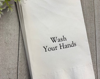 50 Personalized Hand Guest Towels Paper Bathroom Napkins Disposable Lots of colors to choose from! Wash Your Hands