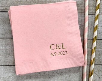 Personalized Napkins Personalized Napkins Wedding Personalized Cocktail Beverage Paper Anniversary Party Monogram Custom Luncheon Avail!