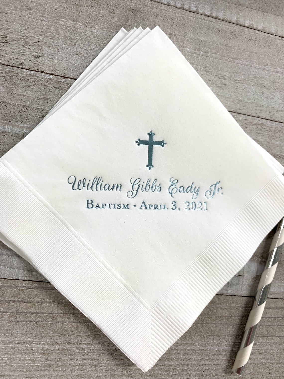 Personalized Baptism Monogram Napkins Baby Communion Etsy