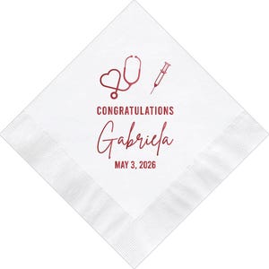 Personalized Napkins Nurse Nursing School Graduation Custom Printed Beverage Cocktail Luncheon Dinner Guest Towel Size Napkins Available
