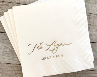 Personalized Napkins Wedding Napkins Custom Modern Font Monogram Rehearsal Dinner Beverage Cocktail Luncheon Dinner Guest Towels Available!