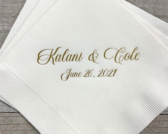 Personalized Wedding Napkins Monogrammed Custom Printed Cocktail Beverage Luncheon Dinner & Guest Towel Size Available Lots of Colors!