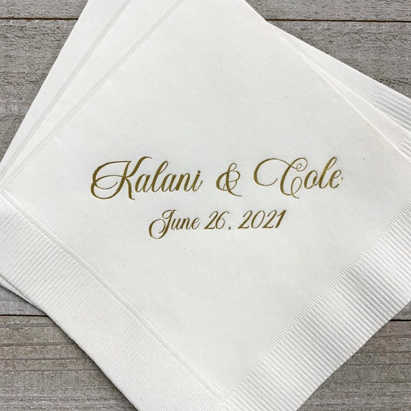 Personalized Wedding Napkins Monogrammed Custom Printed Cocktail Beverage Luncheon Dinner & Guest Towel Size Available Lots of Colors!