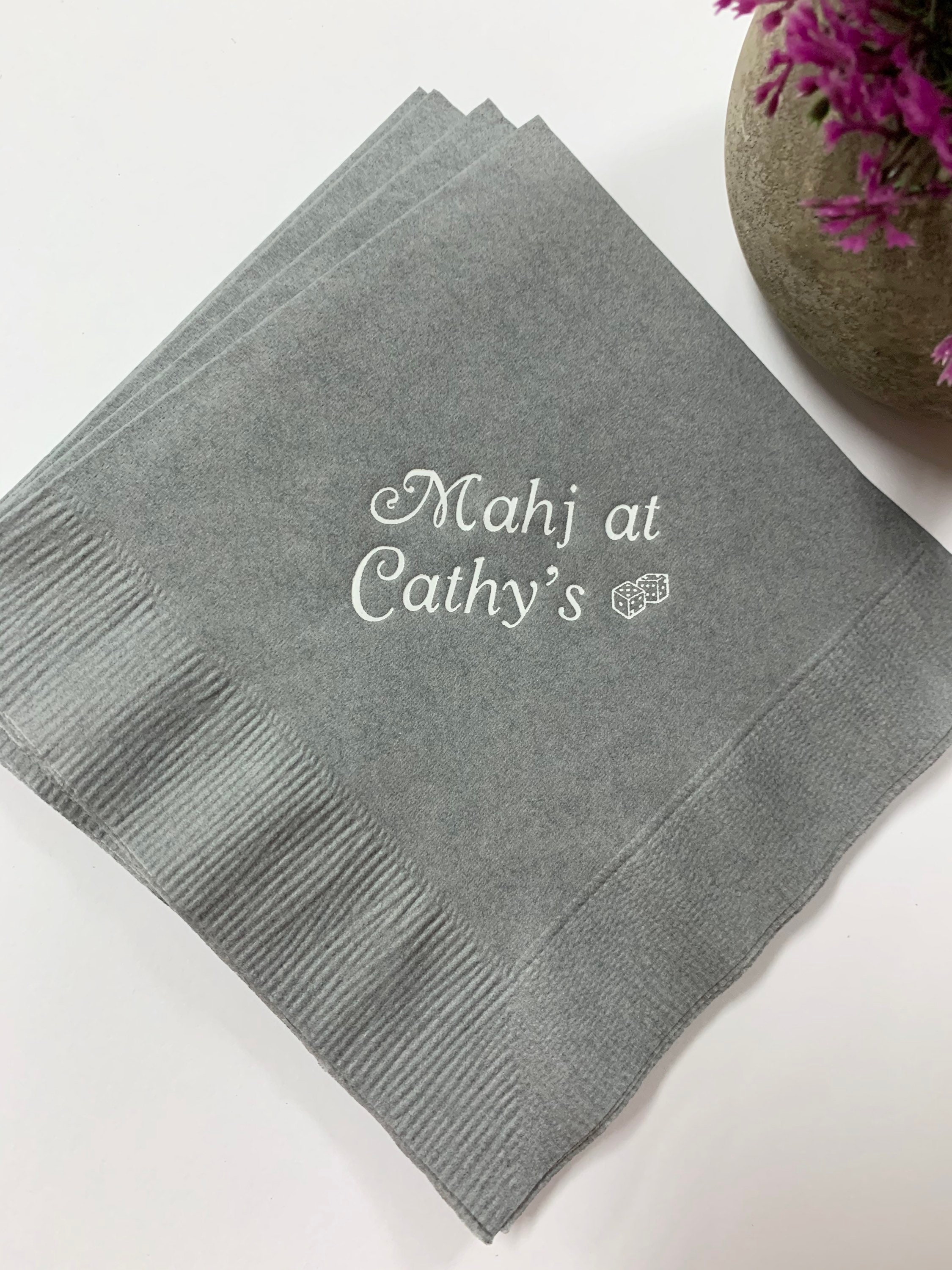 50 Personalized Mah Jongg Napkins With Dice Design Mahj Search Etsy