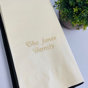 50 Personalized Hand Guest Towels Paper Dinner Napkins Wedding Favors Hostess Gift Party Engagement Monogram Bathroom Hand Towels - 3 Ply
