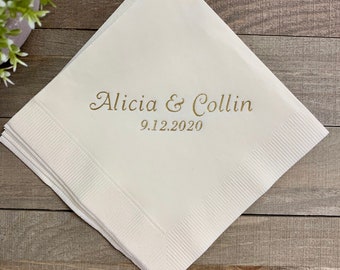 50 Personalized Napkins Personalized Napkins Wedding Personalized Cocktail Beverage Paper Anniversary Party Monogram Custom Luncheon Avail!