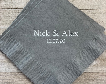 50 Personalized Napkins Personalized Napkins Wedding Personalized Cocktail Beverage Paper Anniversary Party Monogram Custom Luncheon Avail!