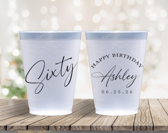 Personalized Frosted Cups Birthday Party Custom Cups Monogram Cups Custom Frosted Cup
