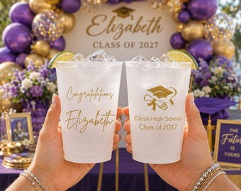 Personalized Frosted Cups Graduation Party Custom Cups Monogram Cups Custom Frosted Cups Logo