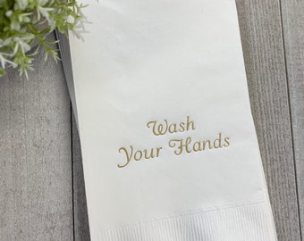 50 Personalized Hand Guest Towels Paper Bathroom Napkins Disposable Lots of colors to choose from! Wash Your Hands