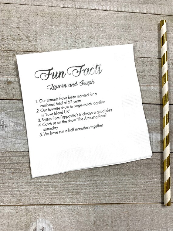 Trivia Personalized Napkins Birthday Wedding Trivia Napkins Etsy