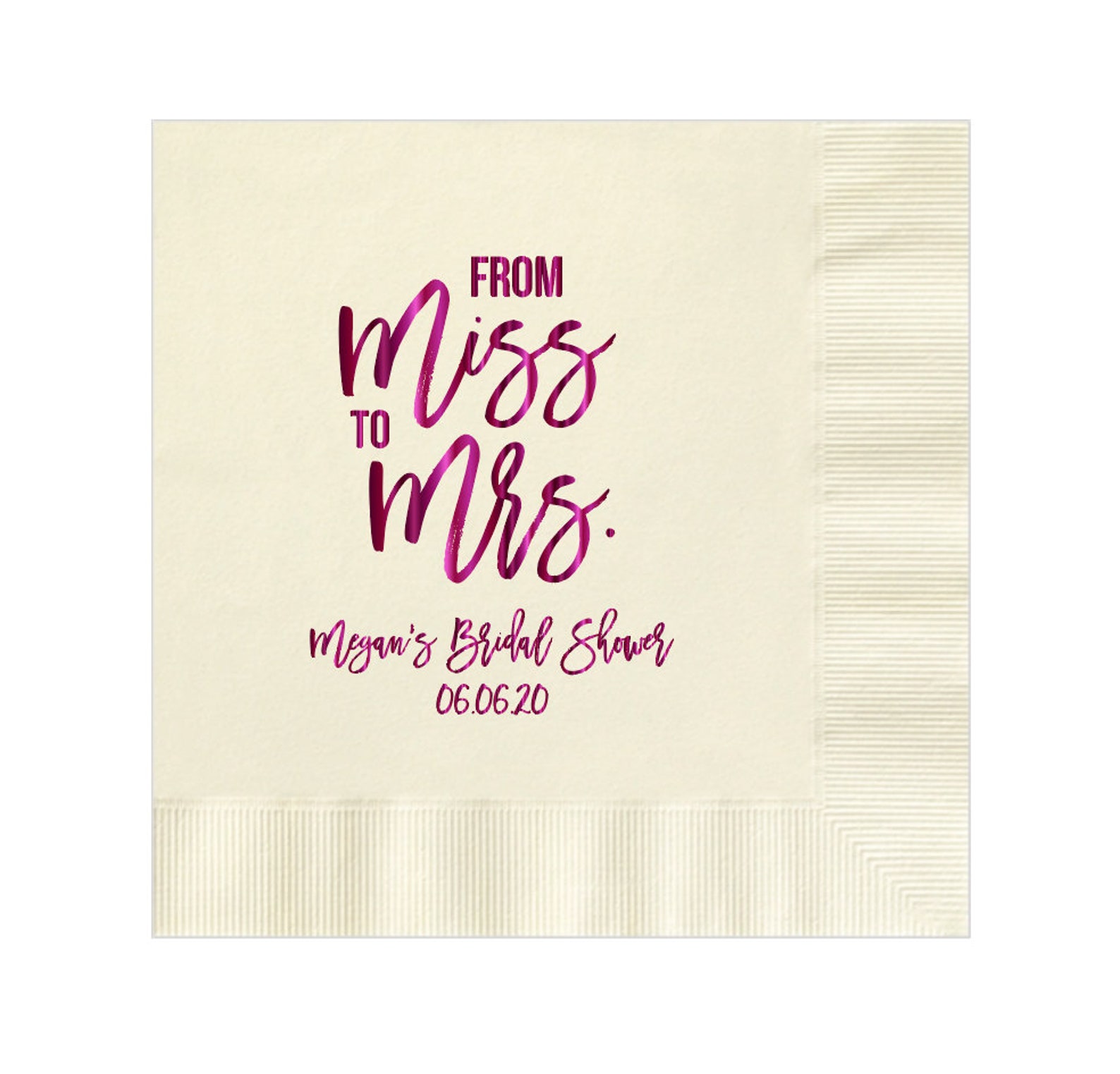 Personalized Napkins Bridal Shower From MISS to MRS Custom Etsy