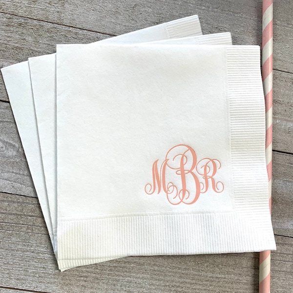 Personalized Napkins Beverage Luncheon Dinner Guest Towel Napkins Baby Shower Naming Custom Monogram LOTS of colors available!