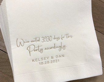 Personalized Napkins Wedding Napkins Custom Monogram We waited for this Dinner Beverage Cocktail Luncheon Dinner Guest Towels Available!