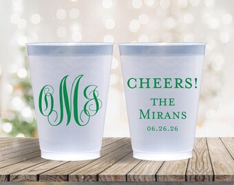 Personalized Frosted Cups Wedding Reception Rehearsal Dinner Engagement Party Custom Cups Monogram Cups Custom Frosted Cups