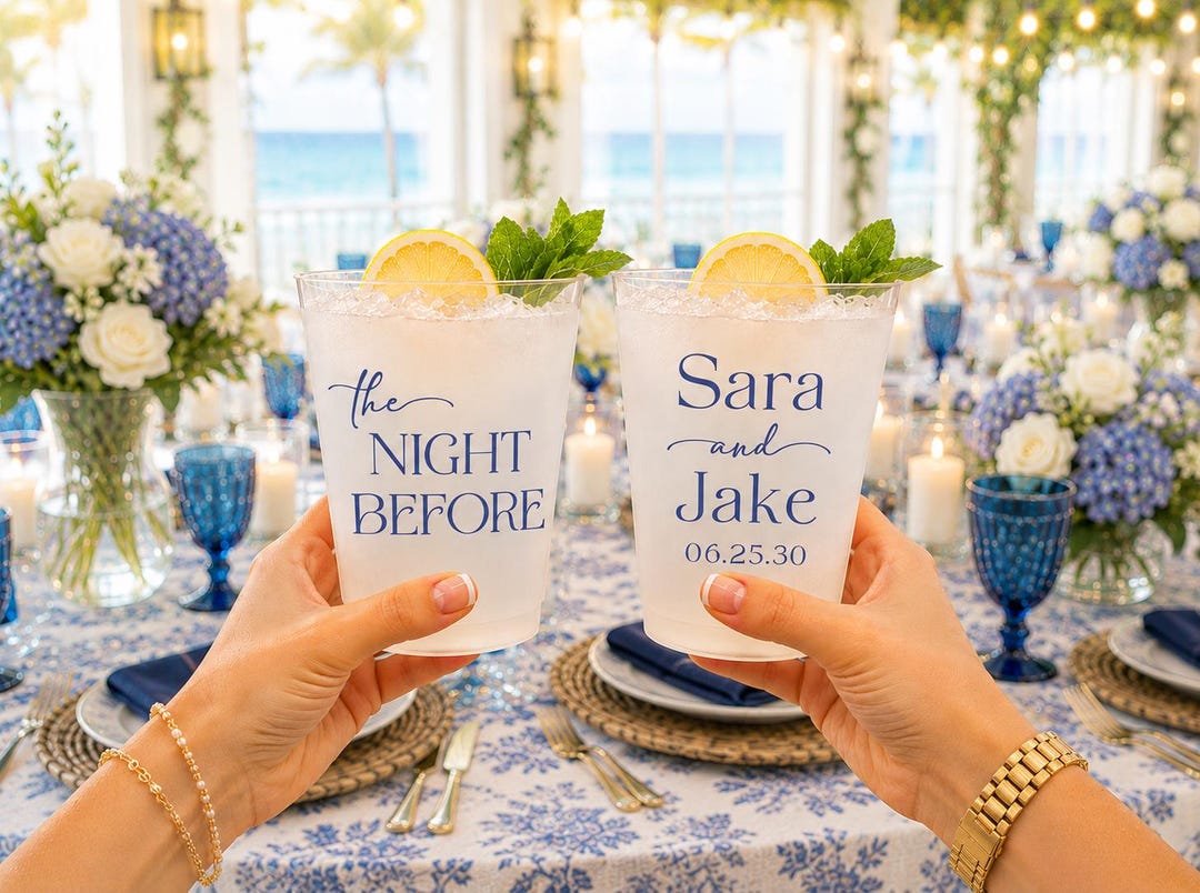 Scripted Cups Personalized Frosted Cups the Night Before Rehearsal Dinner Custom Cups ...