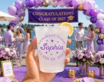 Personalized Frosted Cups Graduation Party Custom Cups Monogram Cups Custom Frosted Cups Logo