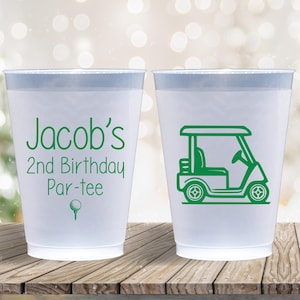 Personalized Frosted Cups Birthday Golf Theme Golf Cart Golf Tee Custom Cups Monogram Cups Custom Frosted Cup