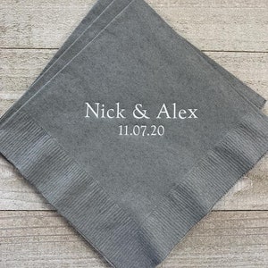50 Personalized Napkins Personalized Napkins Wedding Personalized Cocktail Beverage Paper Anniversary Party Monogram Custom Luncheon Avail image 6