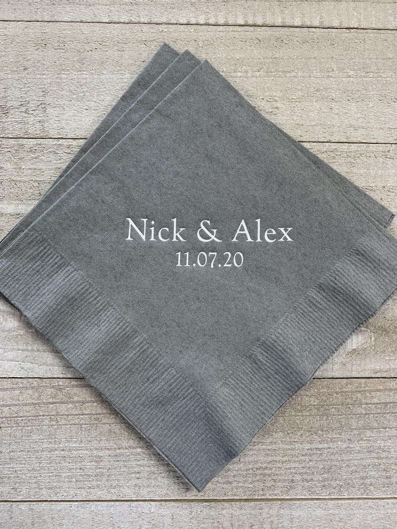 50 Personalized Napkins Personalized Napkins Wedding Personalized Cocktail Beverage Paper Anniversary Party Monogram Custom Luncheon Avail image 6