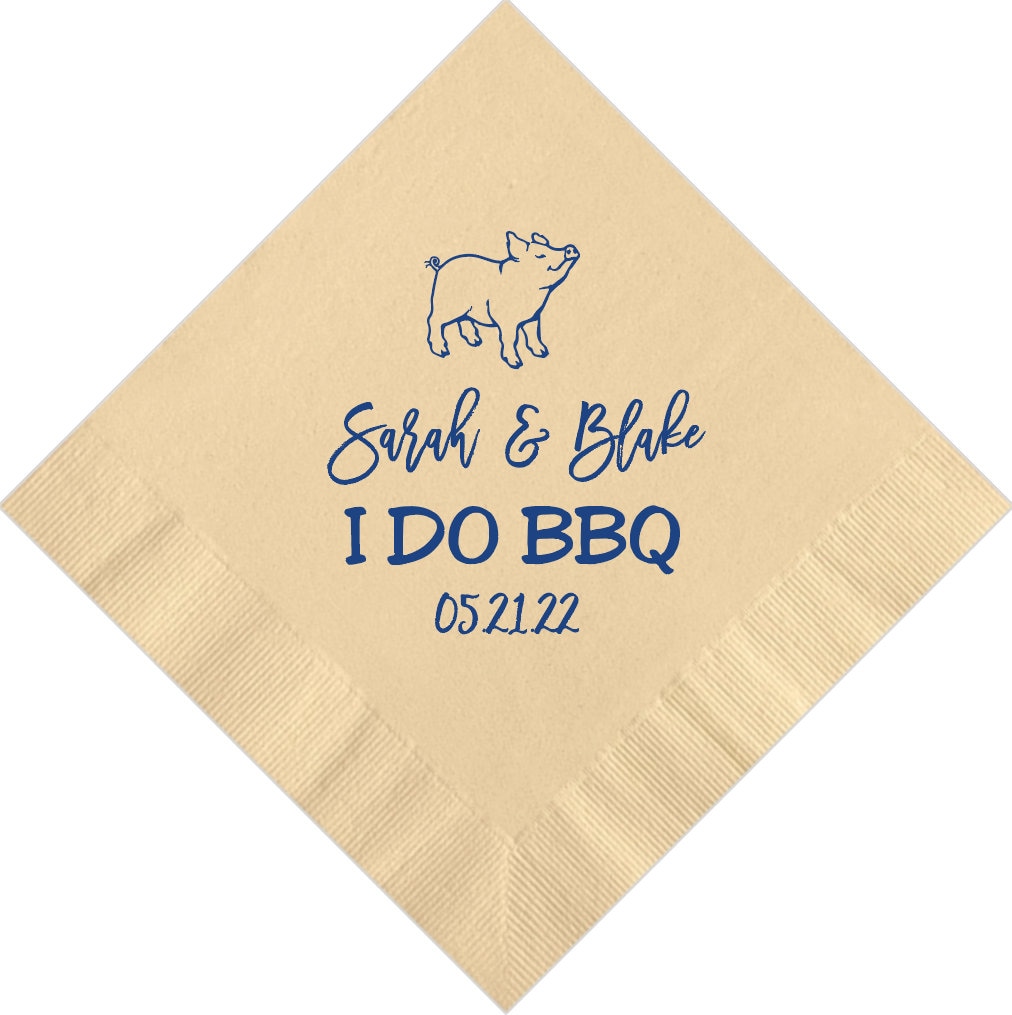 I DO BBQ Barbecue Pig Monogram Custom Personalized Napkins Etsy