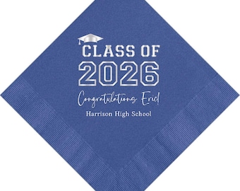 Personalized Napkins Graduation Ceremony Party Printed Custom Napkins Cocktail Beverage Luncheon Dinner Guest Towels Sizes Available
