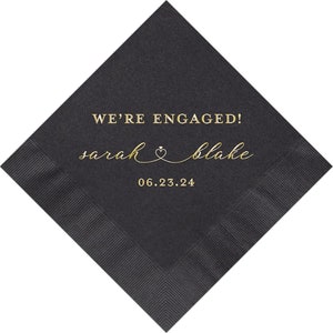 Personalized Napkins Beverage Luncheon Dinner Size Available Wedding Napkins Custom Monogram Engagement Party We're Engaged