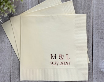 Personalized Napkins Personalized Napkins Wedding Personalized Cocktail Beverage Paper Anniversary Party Monogram Custom Luncheon Avail!