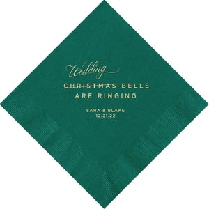 Personalized Christmas Wedding Napkins Wedding Bells are Ringing Cocktail Beverage Luncheon Dinner and Guest Towel Size Available