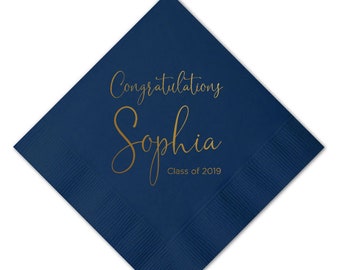 Personalized Napkins Graduation Ceremony Party Printed Custom Napkins Cocktail Beverage Luncheon Dinner Guest Towels Sizes Available