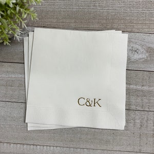 Personalized Napkins Personalized Napkins Wedding Personalized Cocktail Beverage Paper Anniversary Party Monogram Custom Luncheon Avail image 1