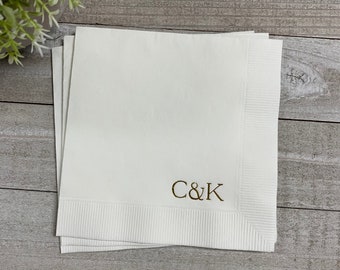 Personalized Napkins Personalized Napkins Wedding Personalized Cocktail Beverage Paper Anniversary Party Monogram Custom Luncheon Avail!