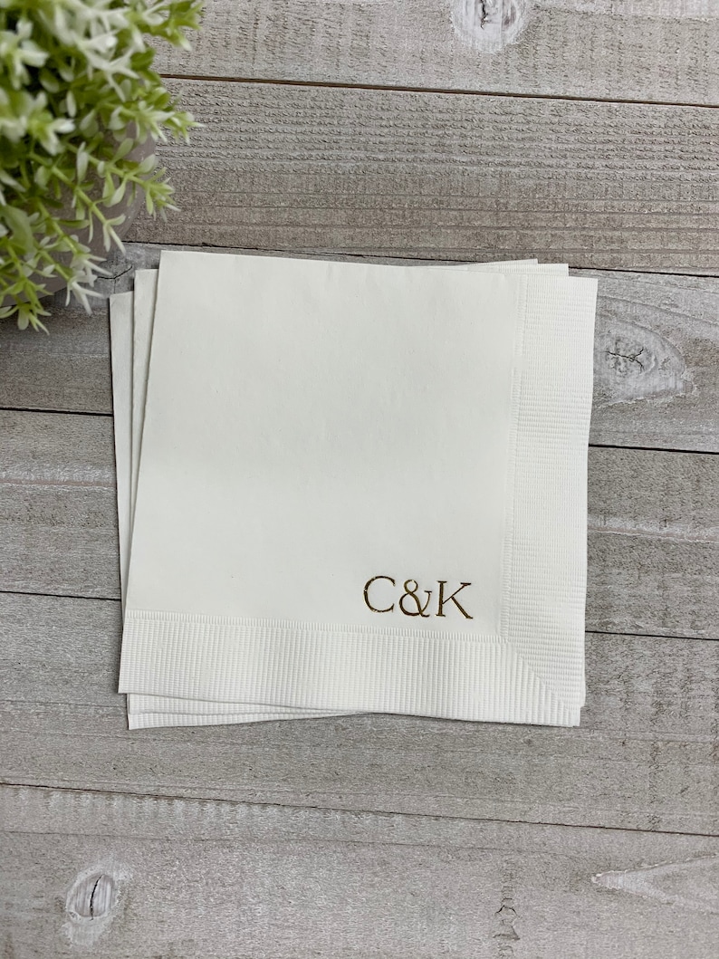 Personalized Napkins Personalized Napkins Wedding Personalized Cocktail Beverage Paper Anniversary Party Monogram Custom Luncheon Avail image 1