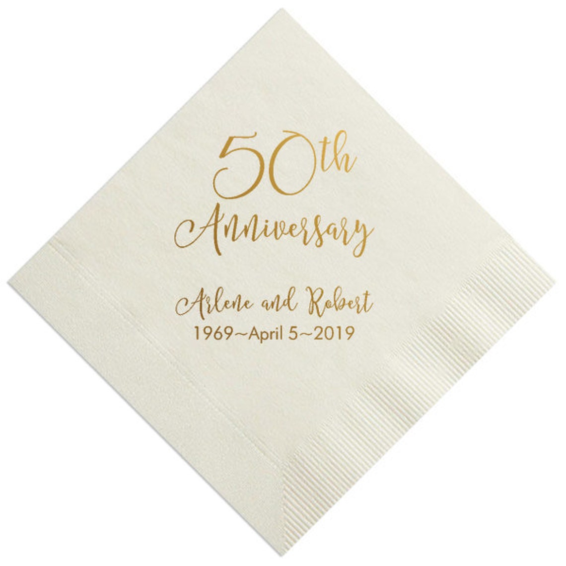 Personalized 50th Anniversary Golden Napkins Wedding Custom Etsy