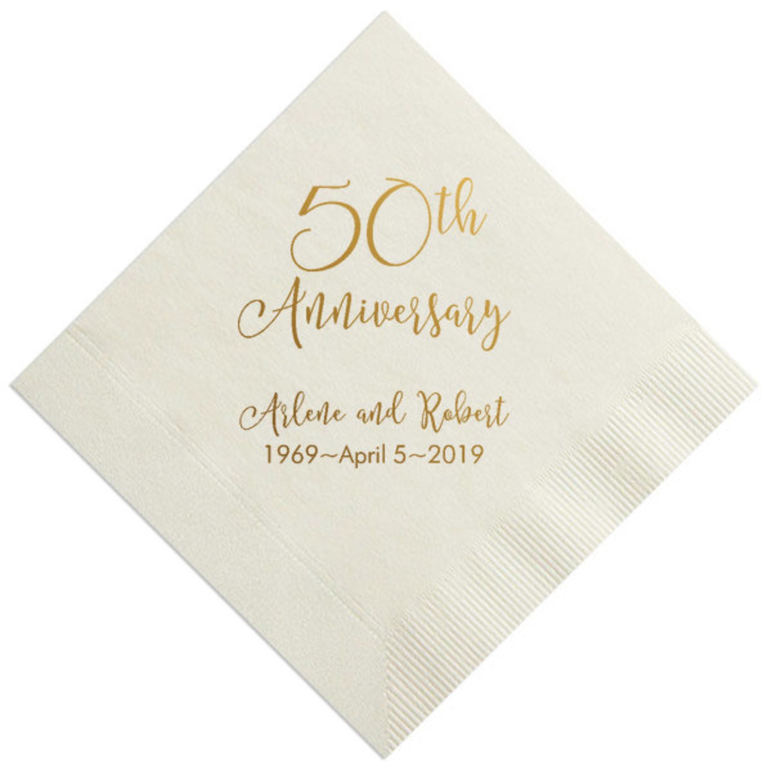 Personalized 50th Anniversary Golden Napkins Wedding Custom Etsy