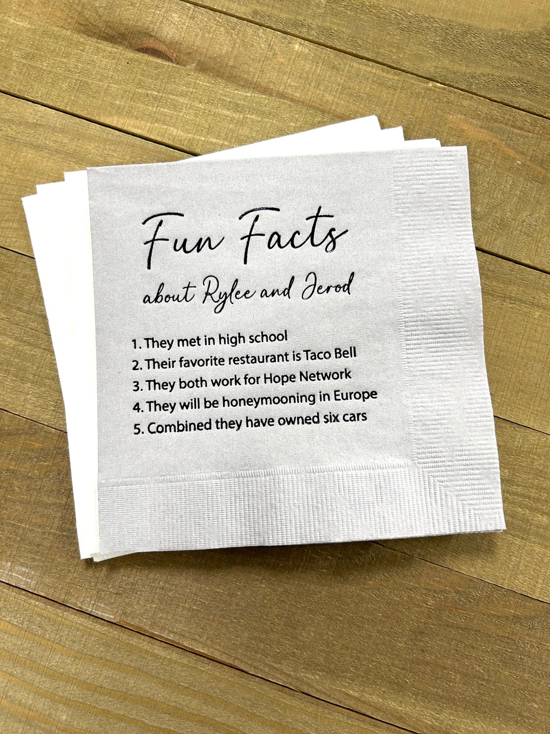 Trivia Personalized Napkins Birthday Wedding Trivia Napkins Fun Fact