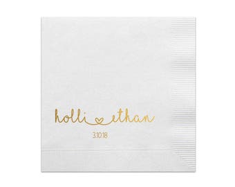 Personalized Wedding Napkins 100 Personalized Heart Connected Monogram Wedding Napkins Custom Bar Napkins Reception LOTS of COLORS Avail!