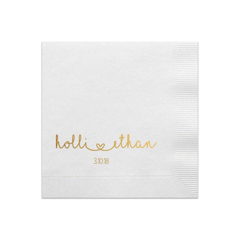 Personalized Wedding Napkins 100 Personalized Heart Connected Etsy