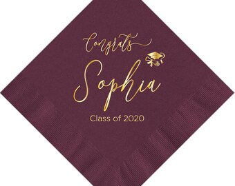 Personalized Napkins Graduation Ceremony Party Printed Custom Napkins Cocktail Beverage Luncheon Dinner Guest Towels Sizes Available