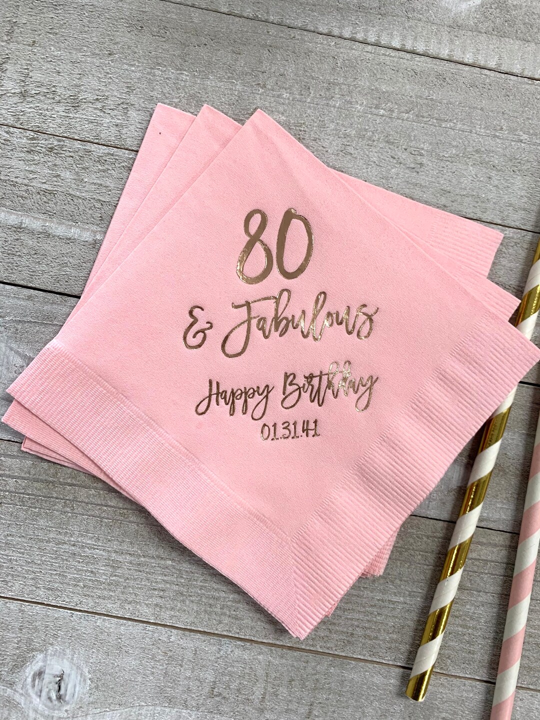 Personalized Birthday Napkins Women Ladies Girl 40th 50th 60th 70th