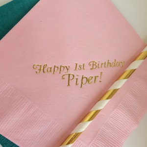 Personalized Napkins First 1st Birthday ALL Birthdays Cocktail Beverage Luncheon Dinner Guest Towel Napkins lots of colors to choose from!