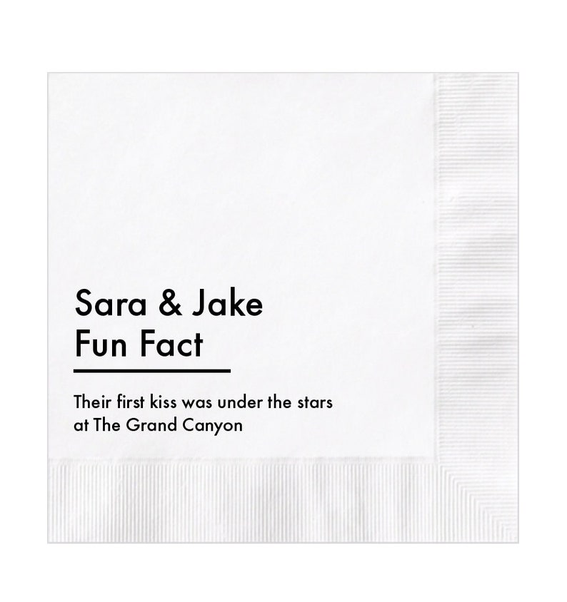 Personalized Fun Fact Trivia Napkins for Weddings or Any Etsy