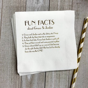 Trivia Personalized Napkins Birthday Wedding Trivia Napkins Fun Fact Napkins Beverage Luncheon Dinner and Guest Towels Available!