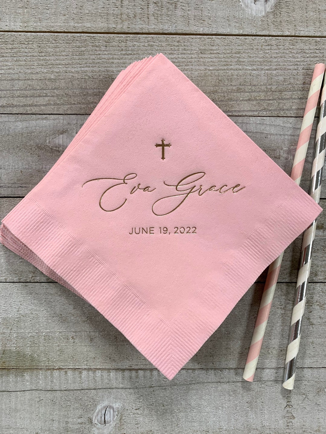 Personalized Baptism Monogram Napkins Baby Communion Christening