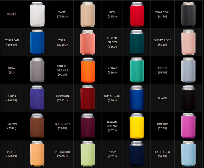 26 Colors Avail We can also use your custom artwork logo! Personalized Can Hugger Cooler Wedding Favors Printed Coolie Custom Monogram