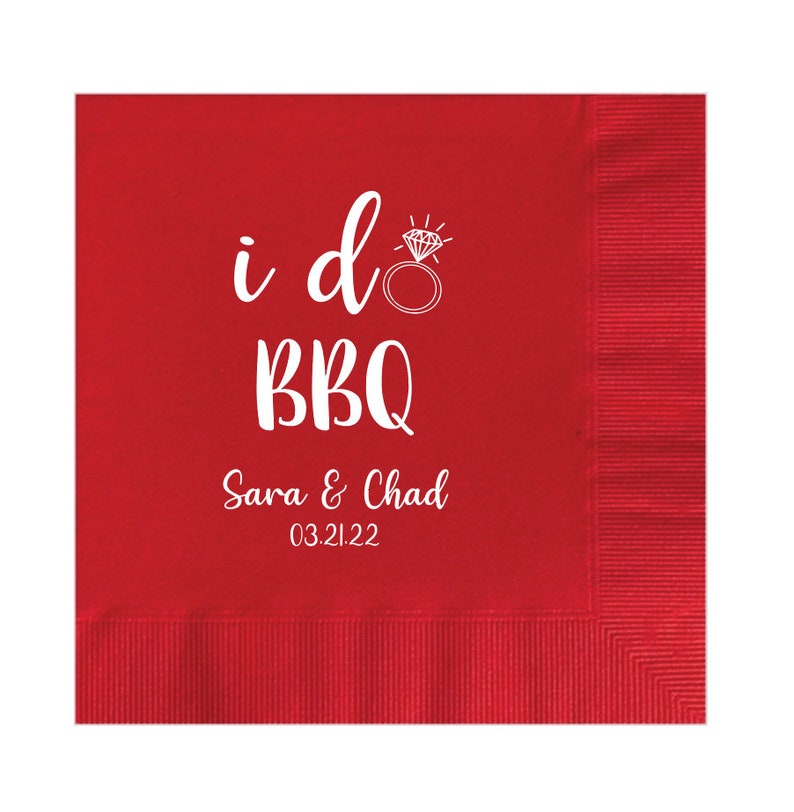 I DO BBQ Barbecue Monogram Custom Personalized Napkins Wedding Etsy
