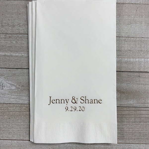 50 Personalized Hand Guest Towels Paper Dinner Napkins Wedding Favors Hostess Gift Party Engagement Custom Bathroom Hand Towels - 3 Ply