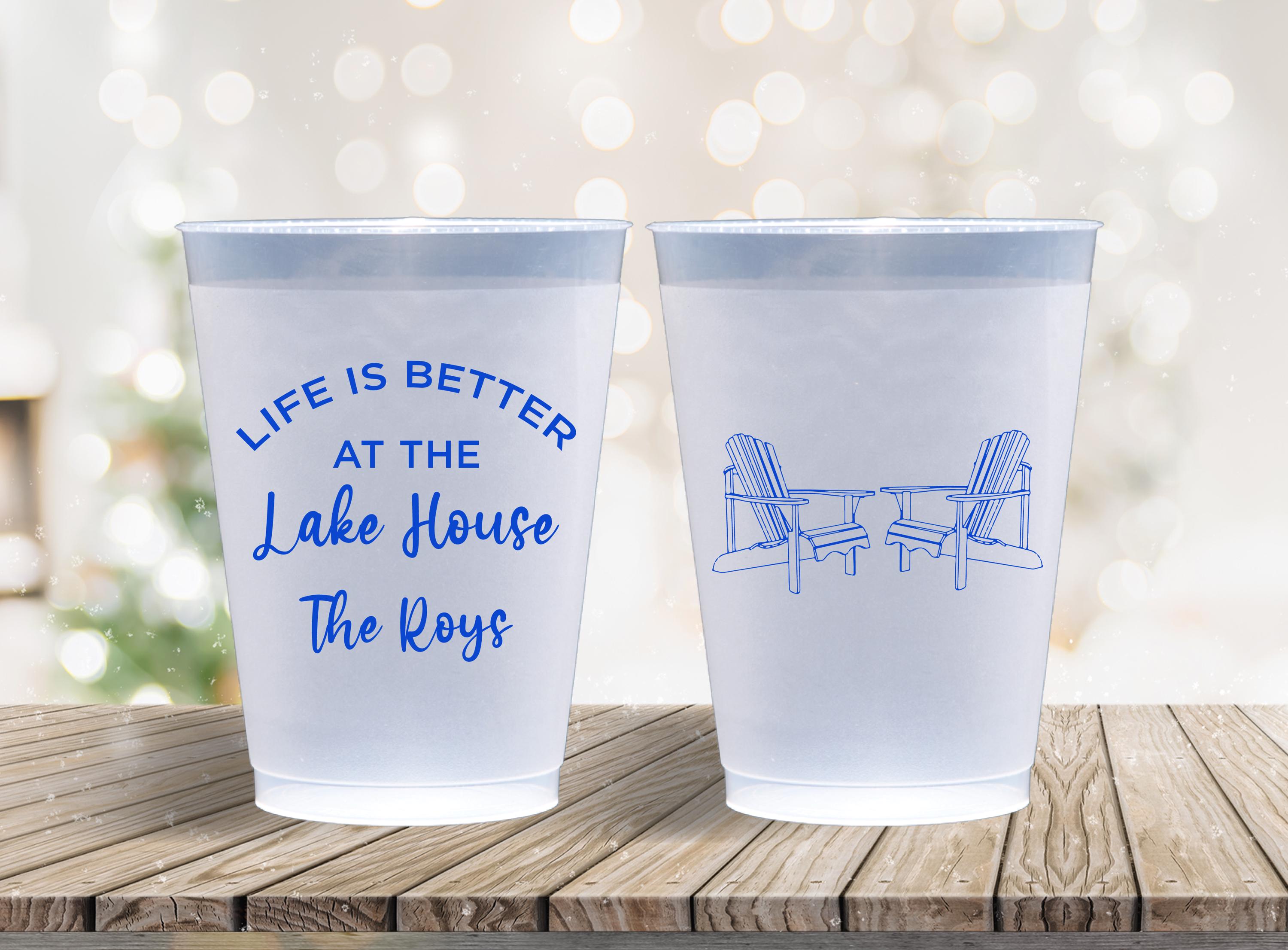 Personalized Frosted Cups Life is Better at the Lake House Custom Cups Monogram Cups Custom Frosted Cup Vacation Home Lake Life